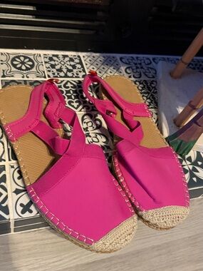 Hot Pink Women's Espadrille Slingback Sandals